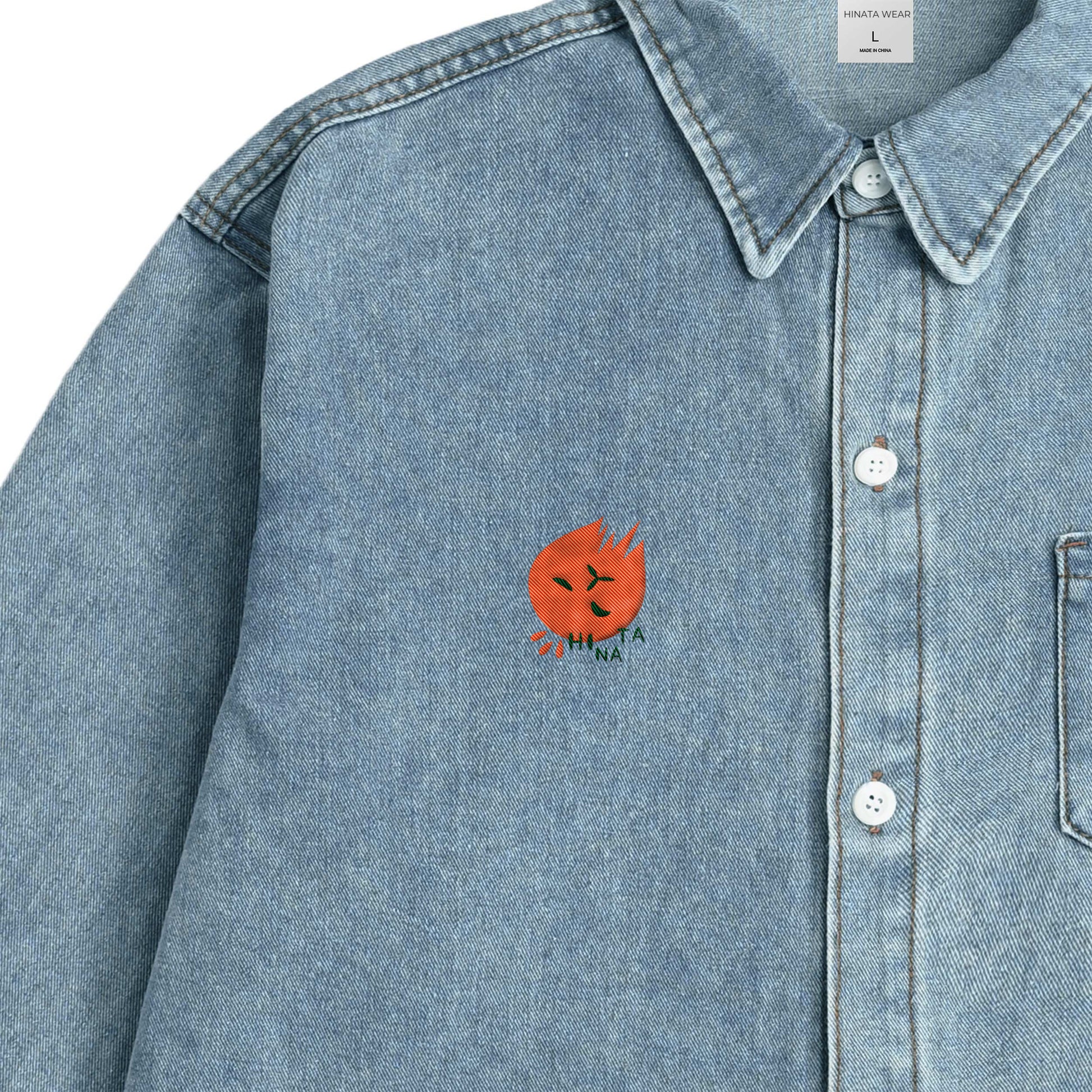 HINACALM Alphabet Sun Denim Shirt light-blue image