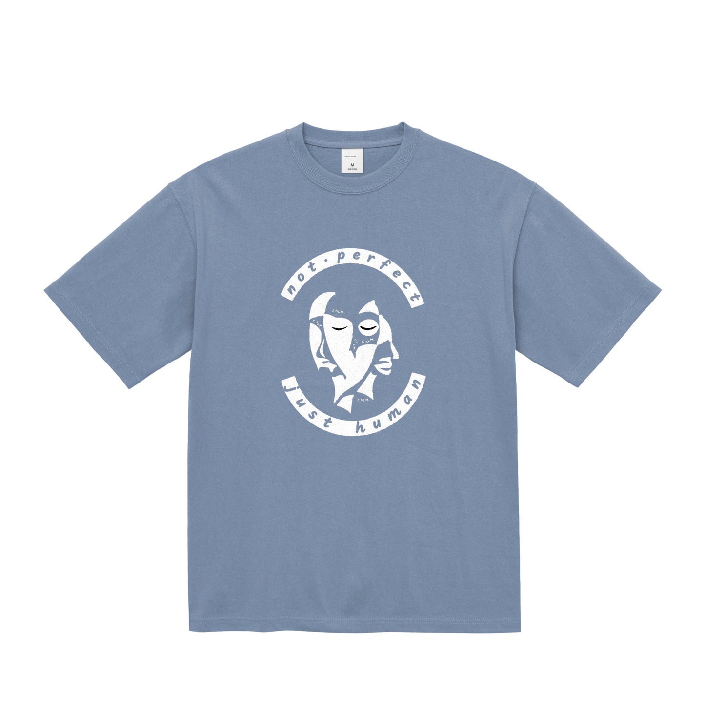 HINATA CALM HUMAN FACE Oversized T-Shirt – Not Perfect, Just Human acid-blue image