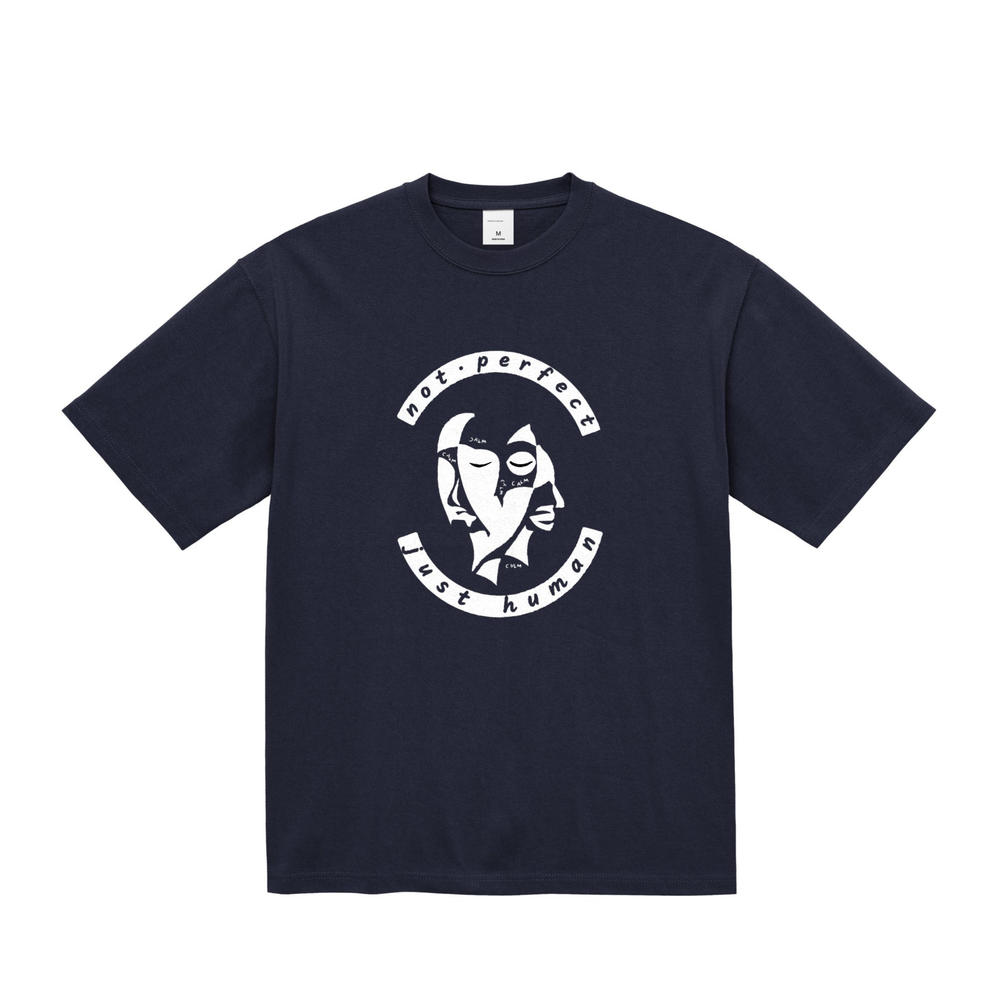 HINATA CALM HUMAN FACE Oversized T-Shirt – Not Perfect, Just Human navy image