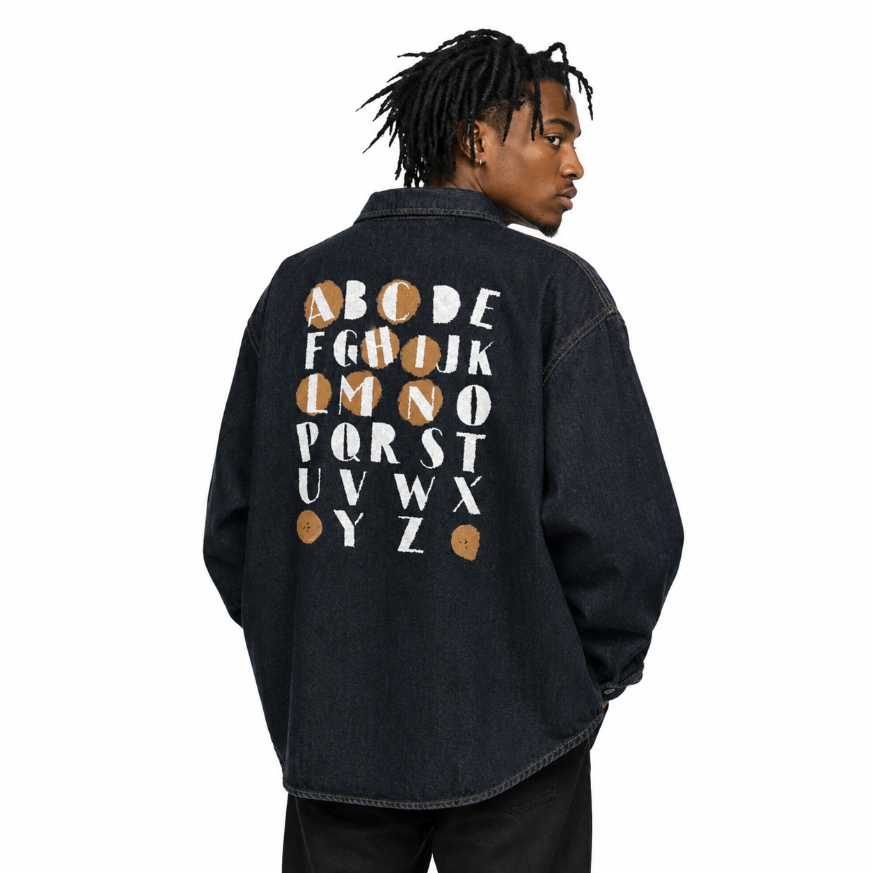 HINACALM Alphabet Sun Denim Shirt