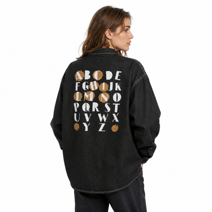 HINACALM Alphabet Sun Denim Shirt