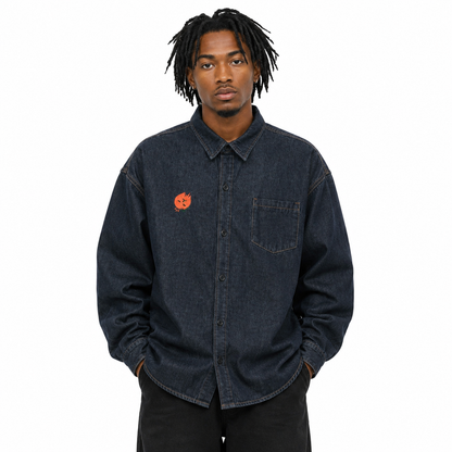 HINACALM Alphabet Sun Denim Shirt