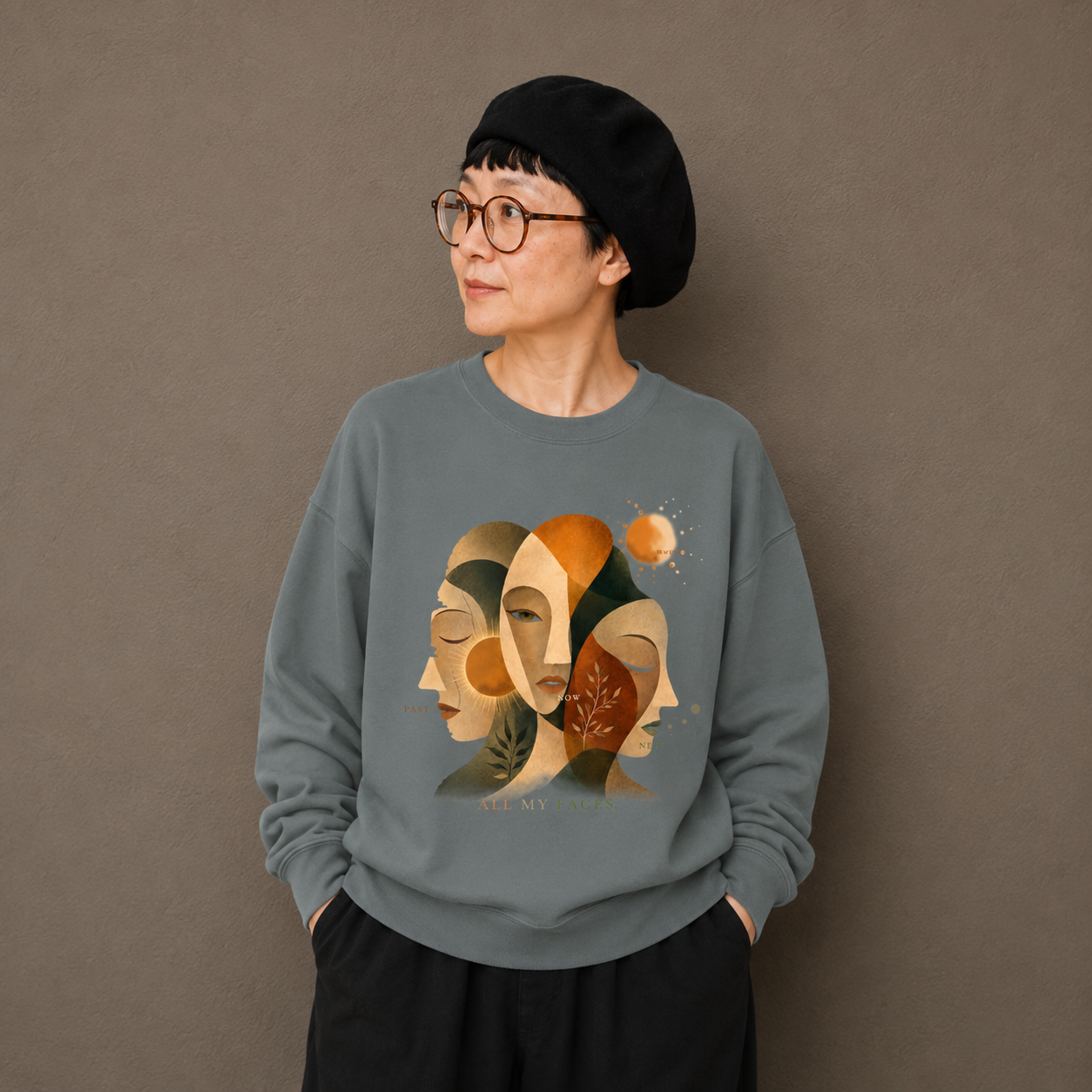 CALM HUMAN 003 - MURAYAN ALL MY FACES Graphic Sweatshirt