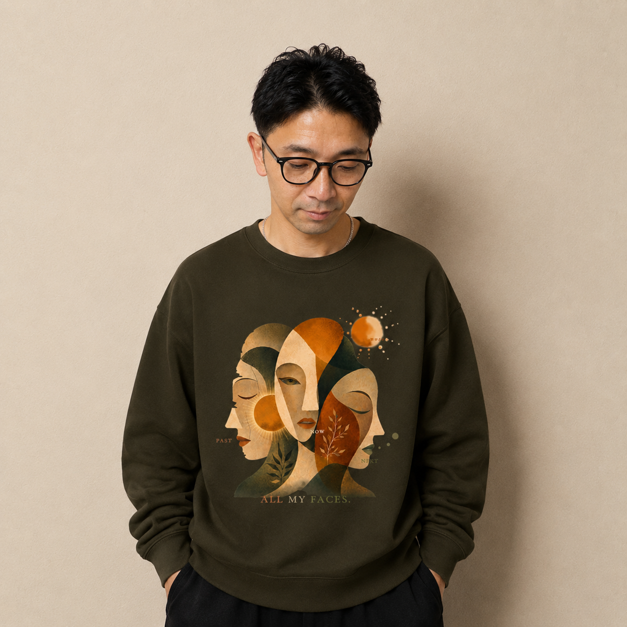 CALM HUMAN 003 - MURAYAN ALL MY FACES Graphic Sweatshirt