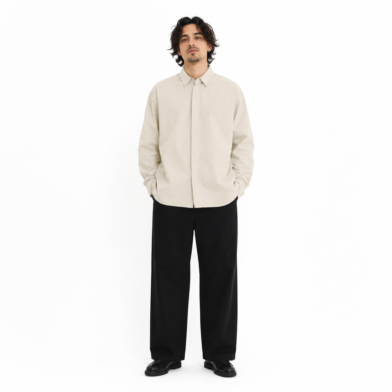 CALM HUMAN 001 - SIGNATURE OVERSIZED COACH SHIRT
