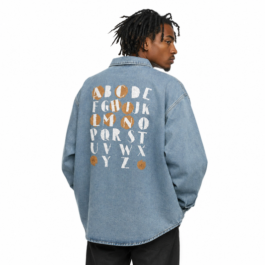 HINACALM Alphabet Sun Denim Shirt