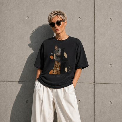 HINACALM CALM CATS Light & Shadow Graphic Tee