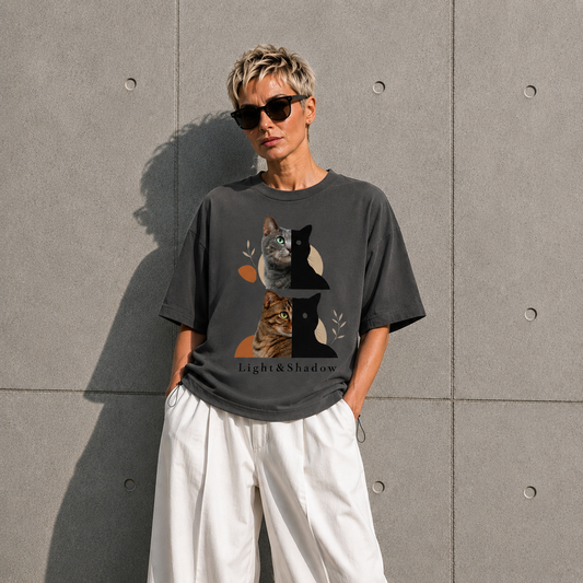 HINACALM CALM CATS Light & Shadow Graphic Tee