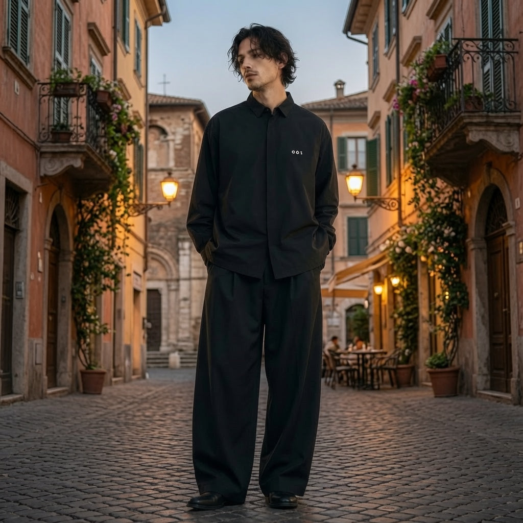 CALM HUMAN 001 - SIGNATURE OVERSIZED COACH SHIRT