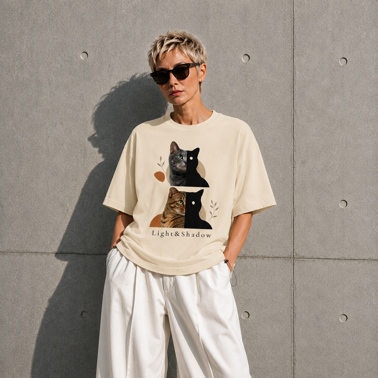 HINACALM CALM CATS Light & Shadow Graphic Tee