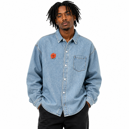 HINACALM Alphabet Sun Denim Shirt