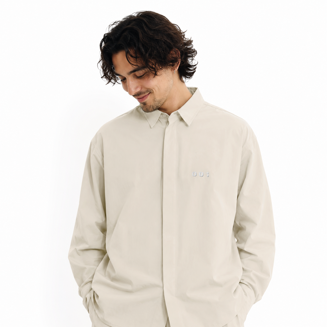 CALM HUMAN 001 - SIGNATURE OVERSIZED COACH SHIRT