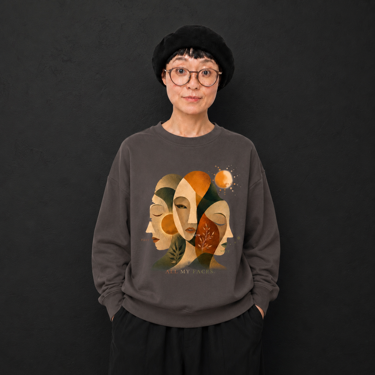 CALM HUMAN 003 - MURAYAN ALL MY FACES Graphic Sweatshirt