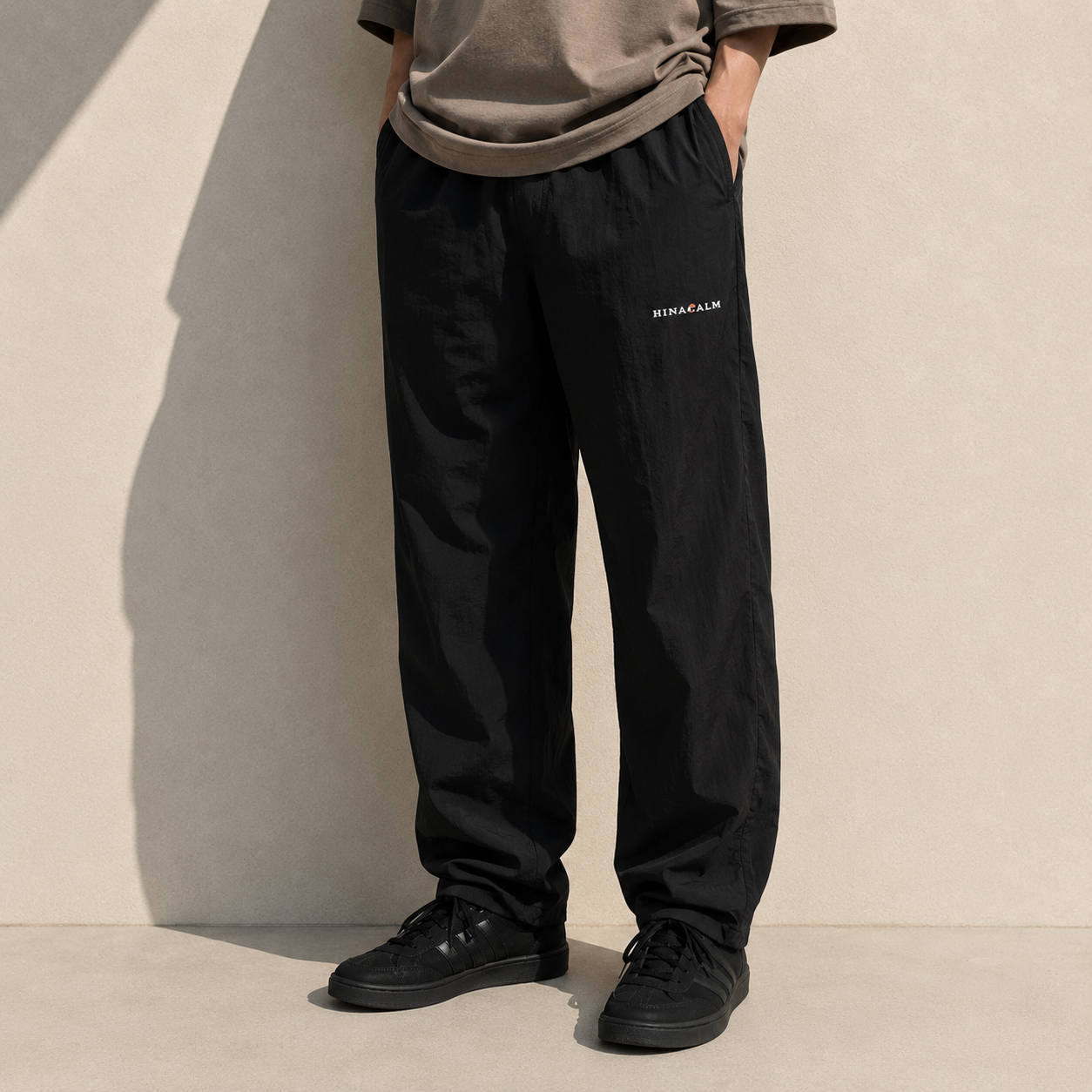 HINACALM Minimal Logo Nylon Pants