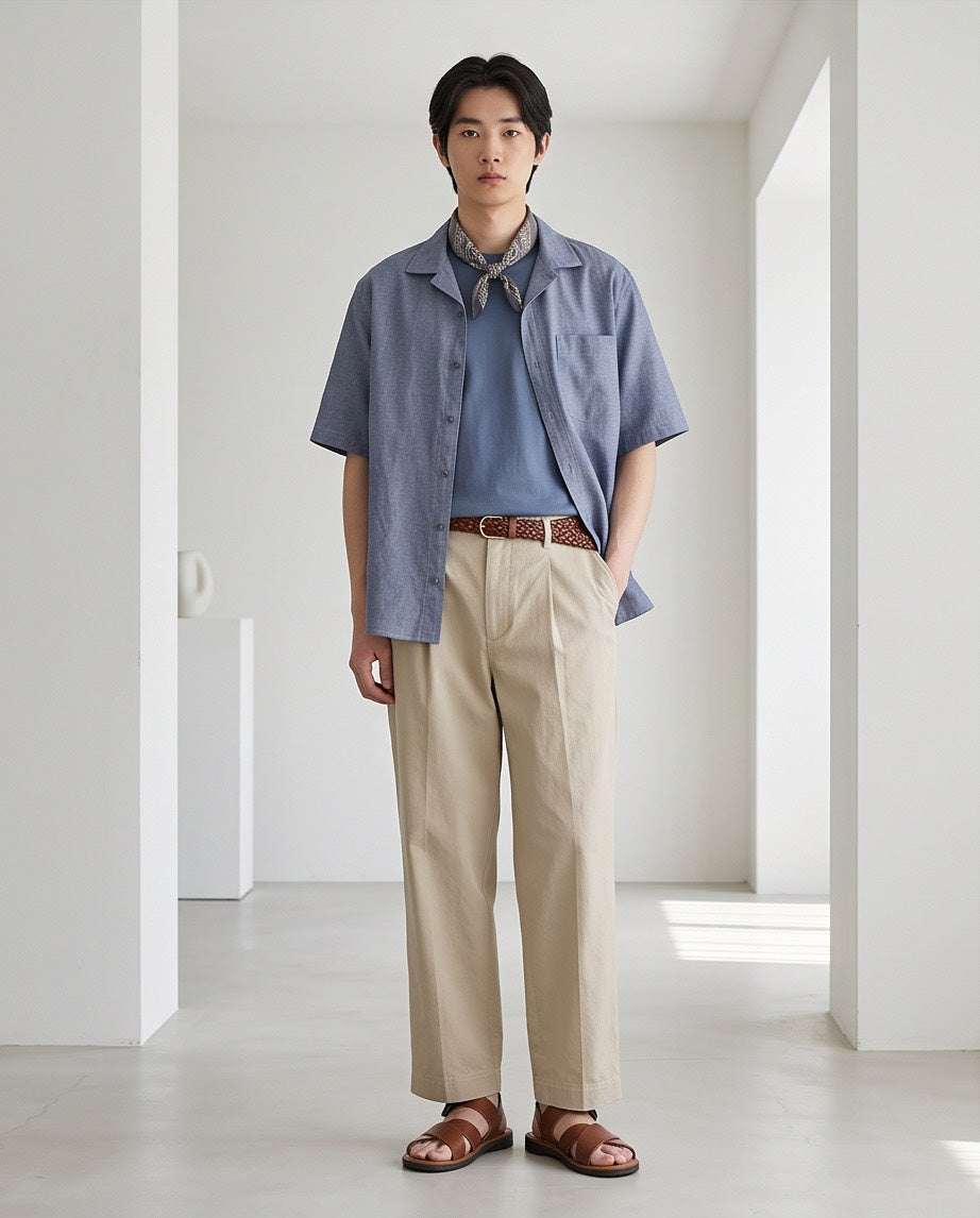 moto-SE LINEN OVERSIZED SHORT SLEEVE SHIRT