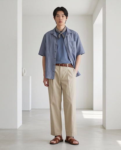 moto-SE LINEN OVERSIZED SHORT SLEEVE SHIRT